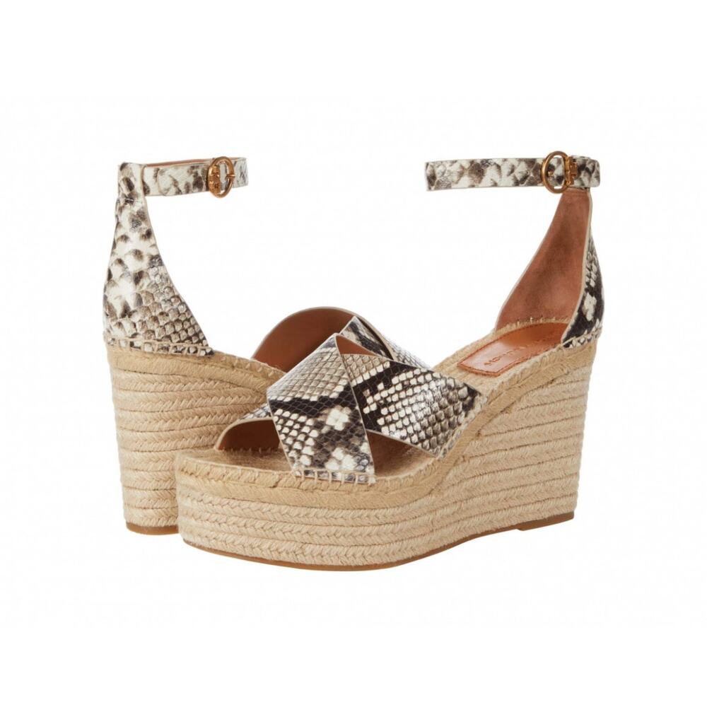 Tory Burch Snake Embossed Leather Espadrilles Flats Women’s Size 9 Resort Summer